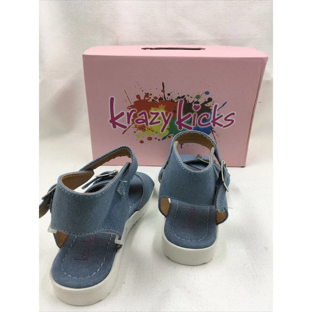 krazy kicks‎ girl blue jeans sandals size 12